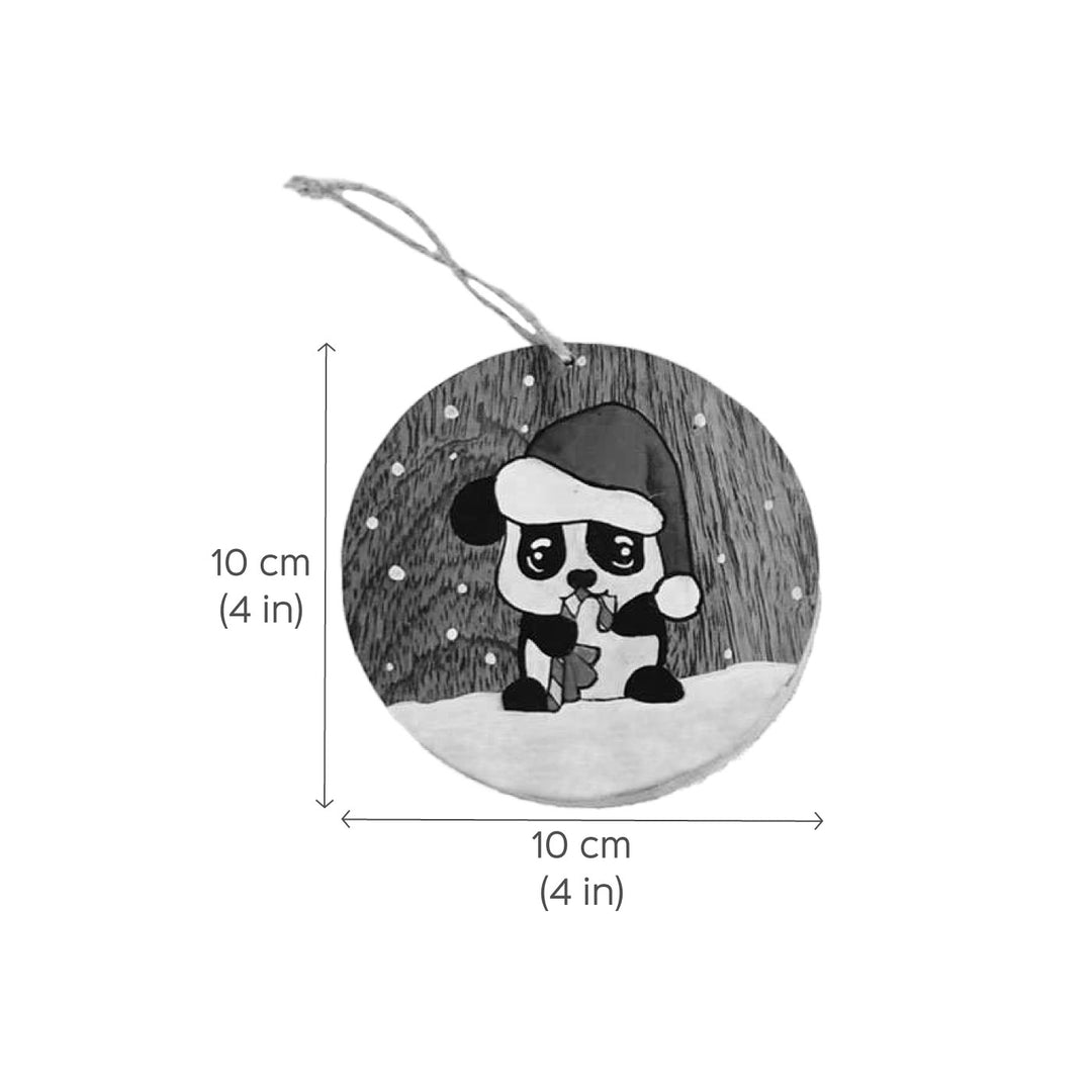 Hand-Painted Panda Wooden Ornaments For Christmas Tree Decoration