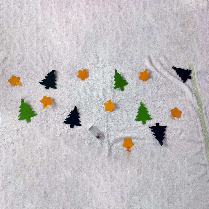 Handmade Christmas Tree Fairy Lights With Felt Embellishments For Christmas Decoration