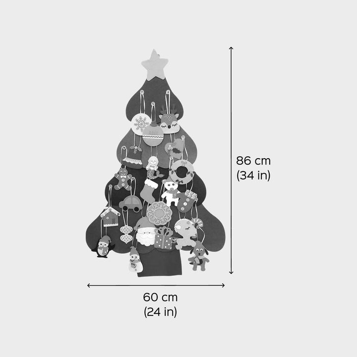 Handmade Christmas Tree & Ornamnets Felt Activity Kit For Kids | Set Of 28