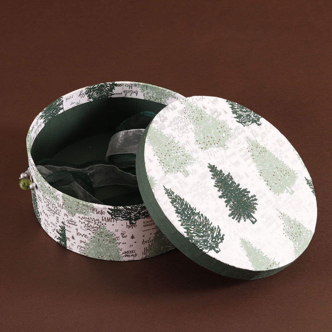 3 Pc | Handmade Paper Christmas Tree Theme Round Gift Box