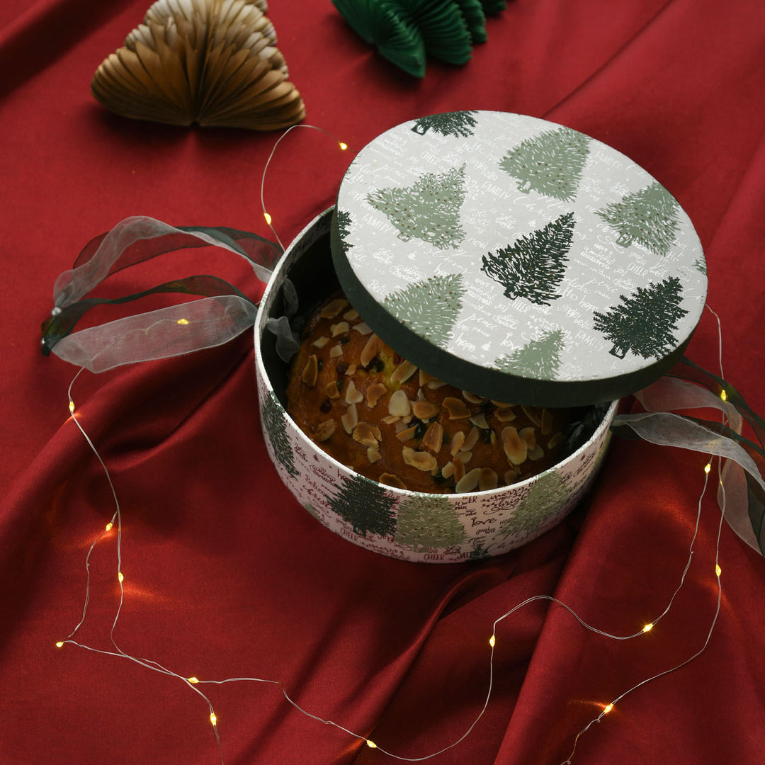 3 Pc | Handmade Paper Christmas Tree Theme Round Gift Box