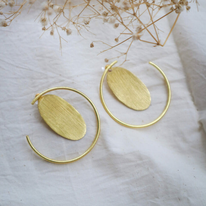 Handmade Circle And Ova Hoop Brass Earrings