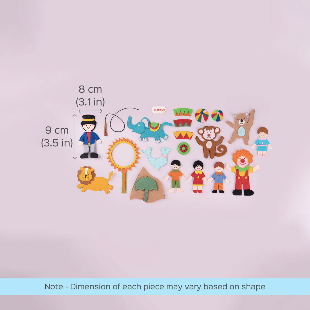 Handcrafted Felt Circus Themed Story Board Playset For Kids
