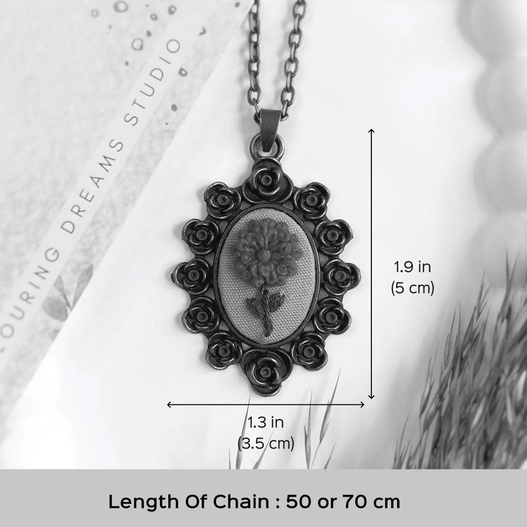 Hand Embroidered Vintage Floret Antique Finish Necklace