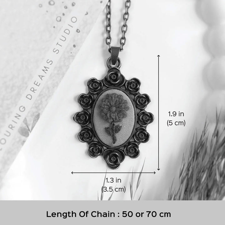 Hand Embroidered Vintage Floret Antique Finish Necklace