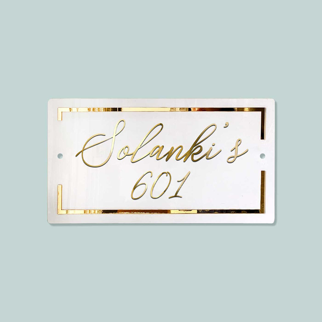 Classic Personalised Acrylic Name Plate - Front View with Mounting Holes