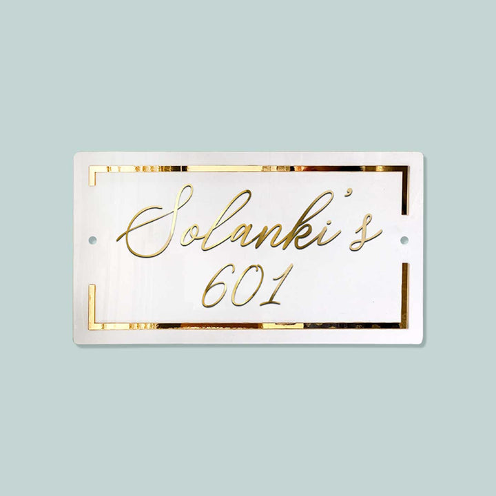 Classic Personalised Acrylic Name Plate - Front View with Mounting Holes