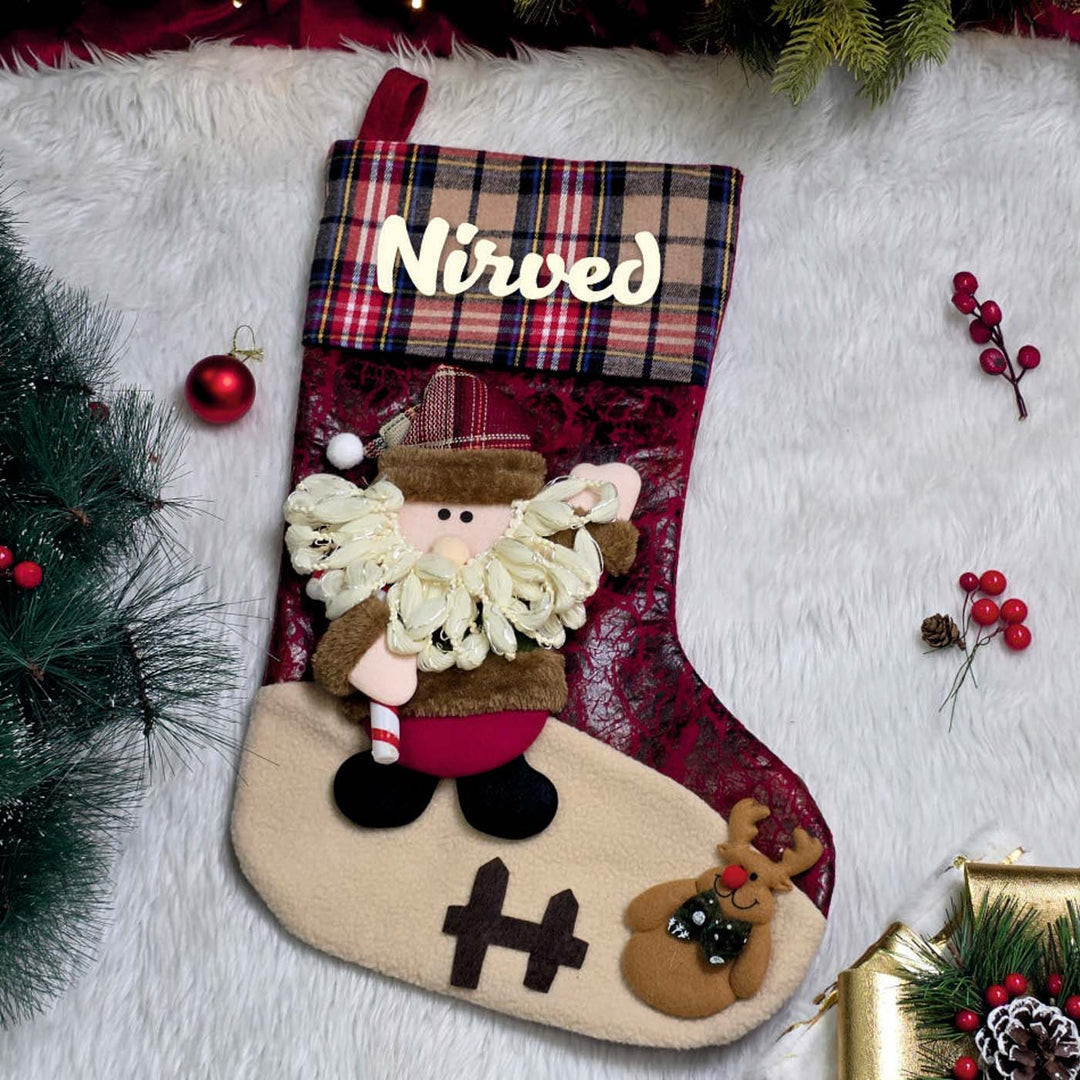 Personalized Handmade Classic Plaid Holiday Santa Stocking