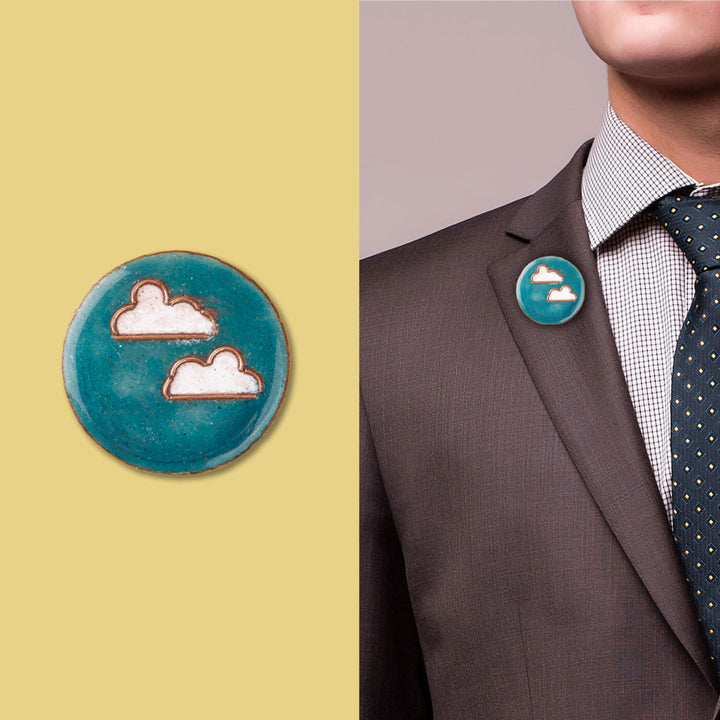 Handmade Copper Enamelled Baadal Lapel Pin