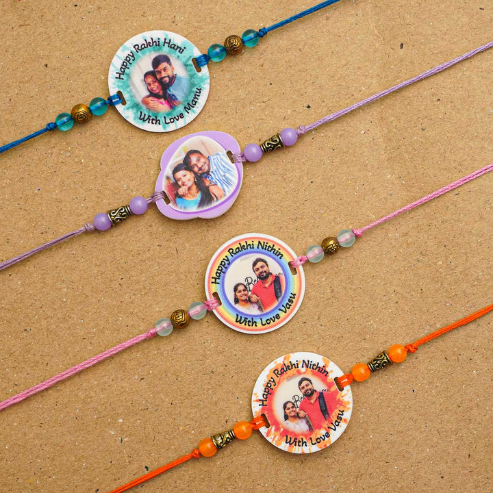 Photo Personalized Handmade Color Spalsh Acrylic Rakhi With Roli Chawal