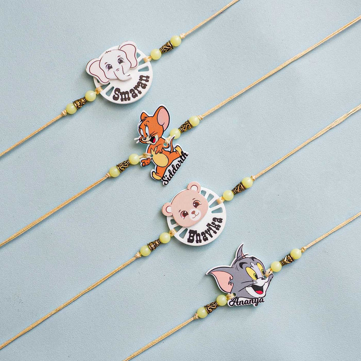 Personalized Handmade Animal Kids Acrylic Rakhi With Roli Chawal
