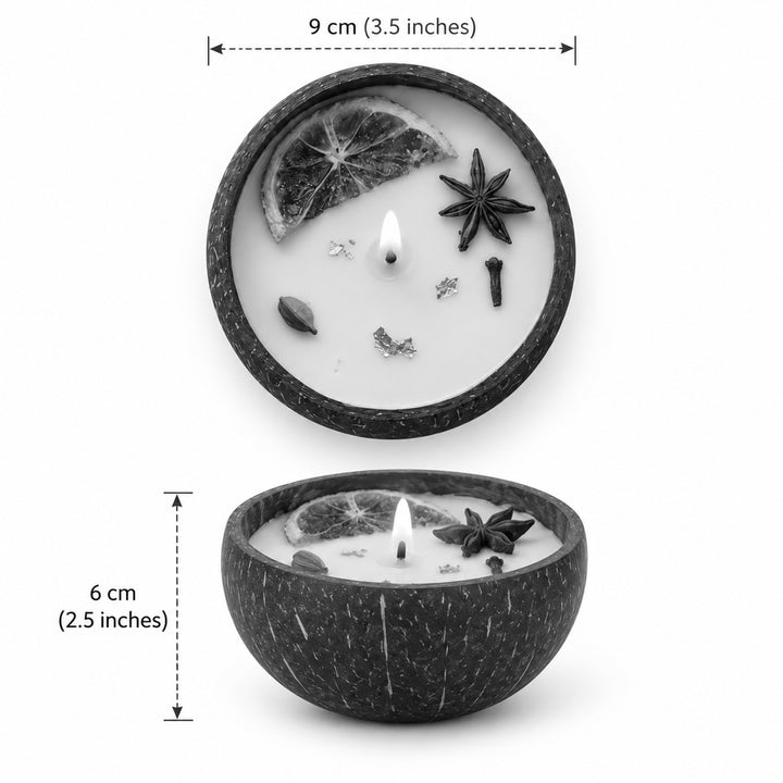 2 pc | Handmade Polished Coconut Shell Soy Wax Candle For Home Decor