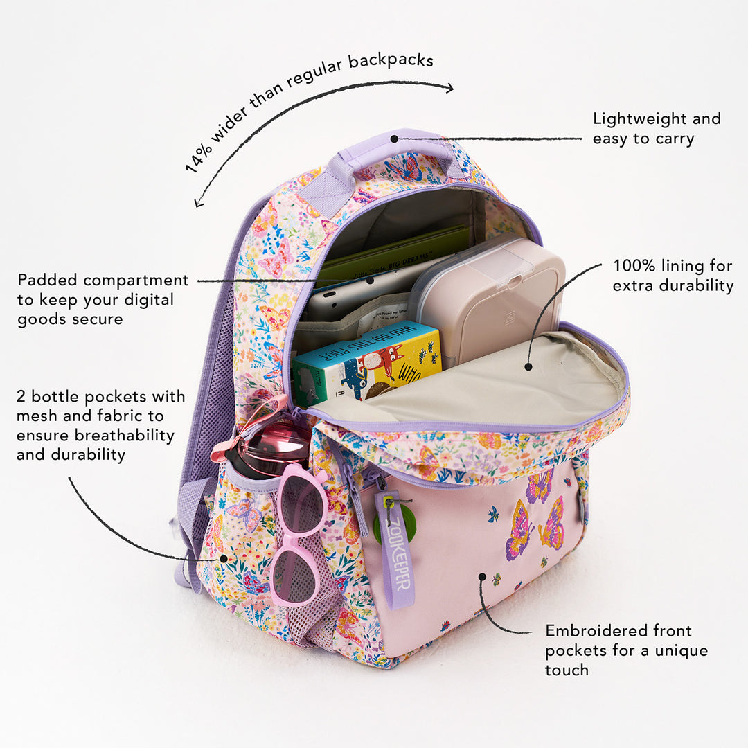 Butterfly Theme Water-Resistant Kids Everyday Backpack