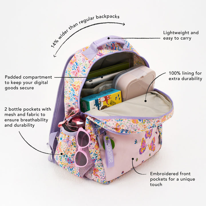 Butterfly Theme Water-Resistant Kids Everyday Backpack