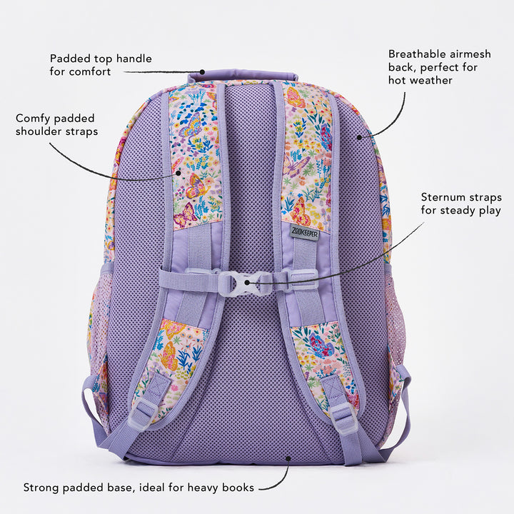 Butterfly Theme Water-Resistant Kids Everyday Backpack