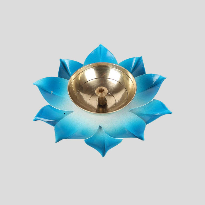 Set of 8 | Handmade Colorful Akhand Brass Oil Lamp / Diya