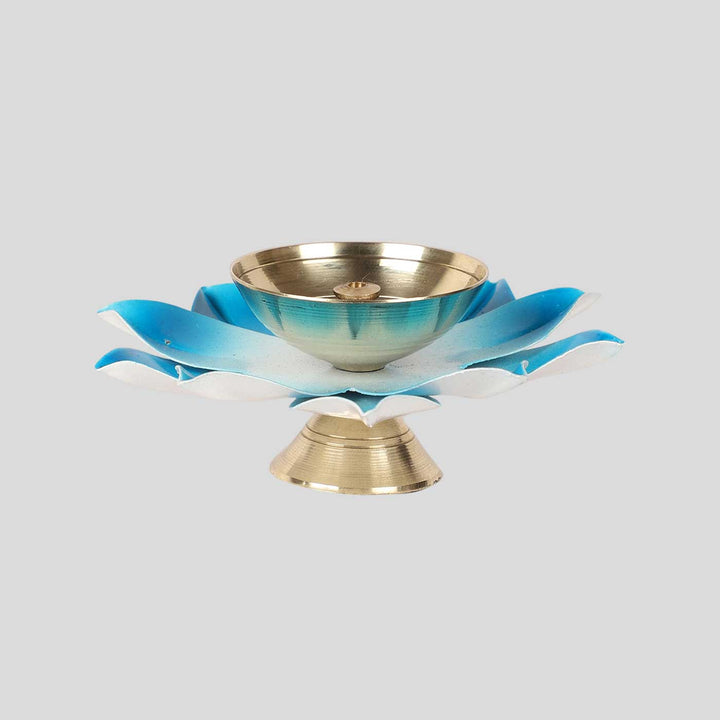 Set of 8 | Handmade Colorful Akhand Brass Oil Lamp / Diya