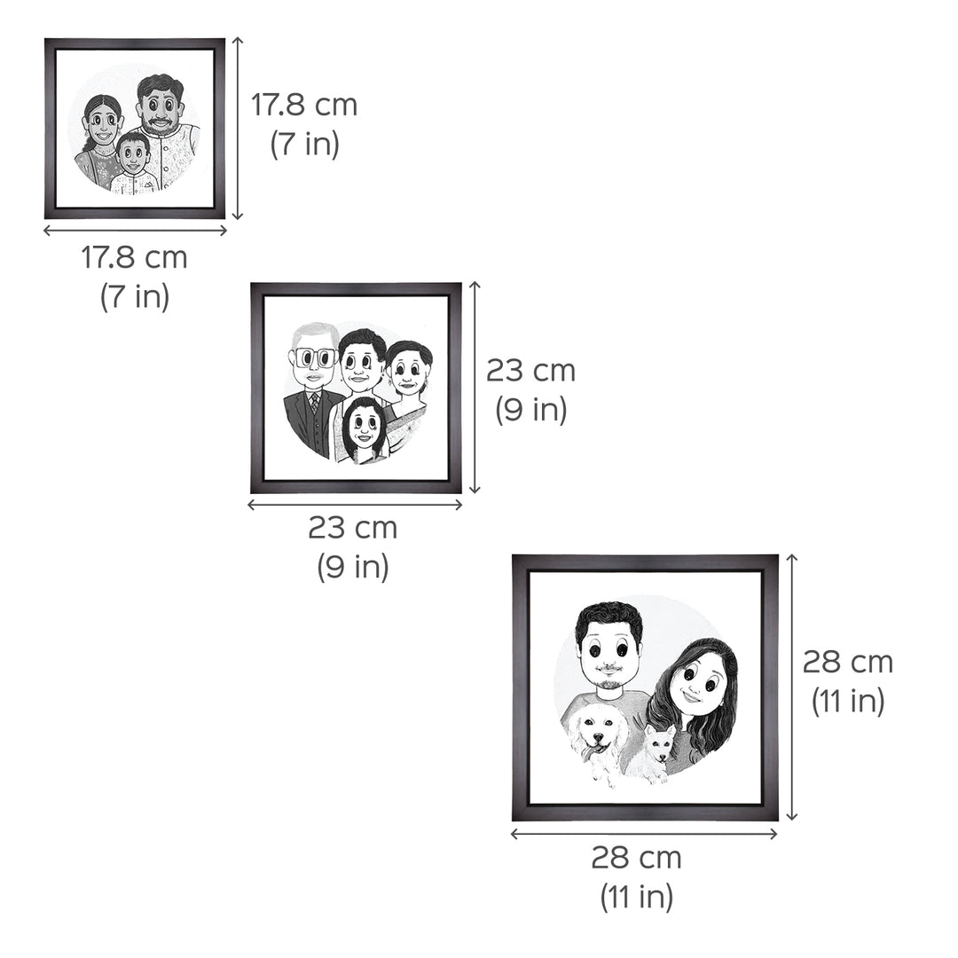 Handpainted Personalized Caricature With Wooden Frame