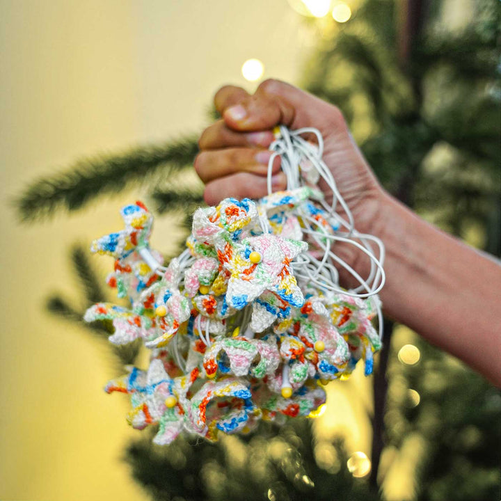 Handmade Stars Crochet Fairy Lights For Christmas Decoration