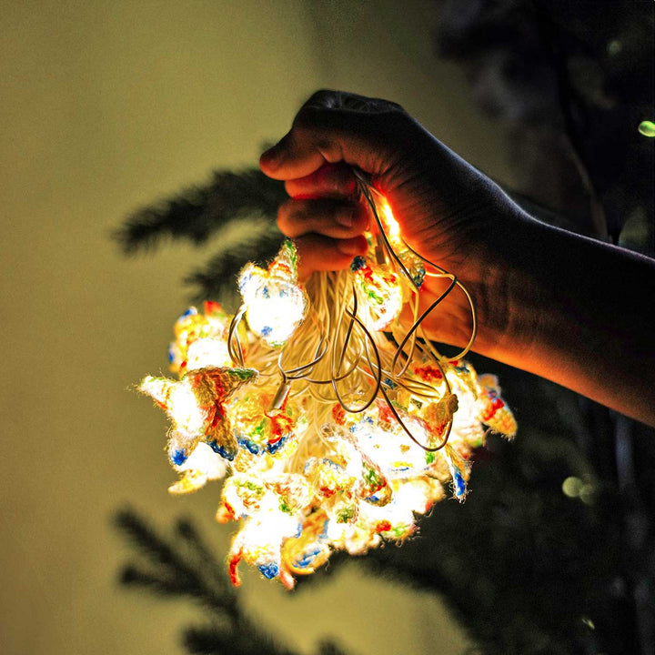 Handmade Stars Crochet Fairy Lights For Christmas Decoration
