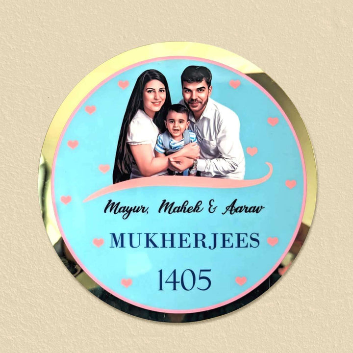 Photo Personalized Round Blue Acrylic Name Plate