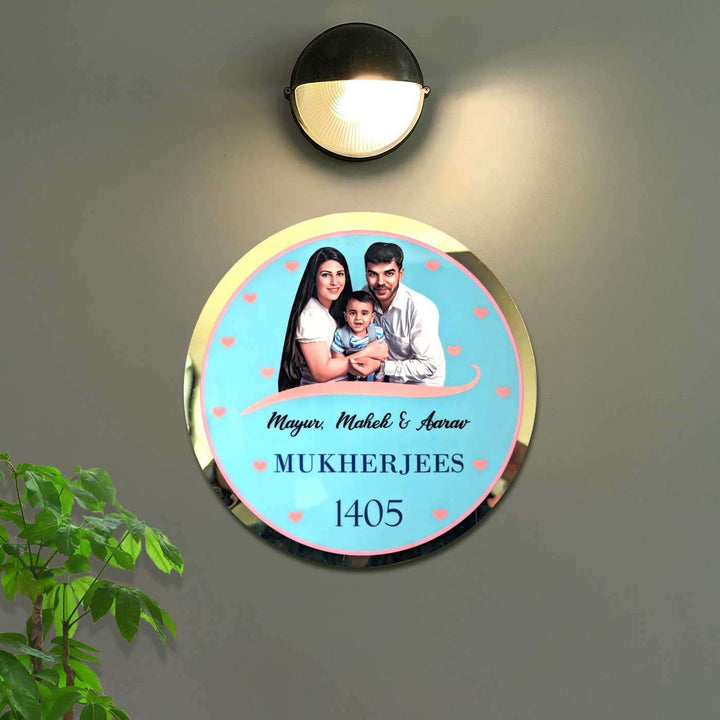 Photo Personalized Round Blue Acrylic Name Plate