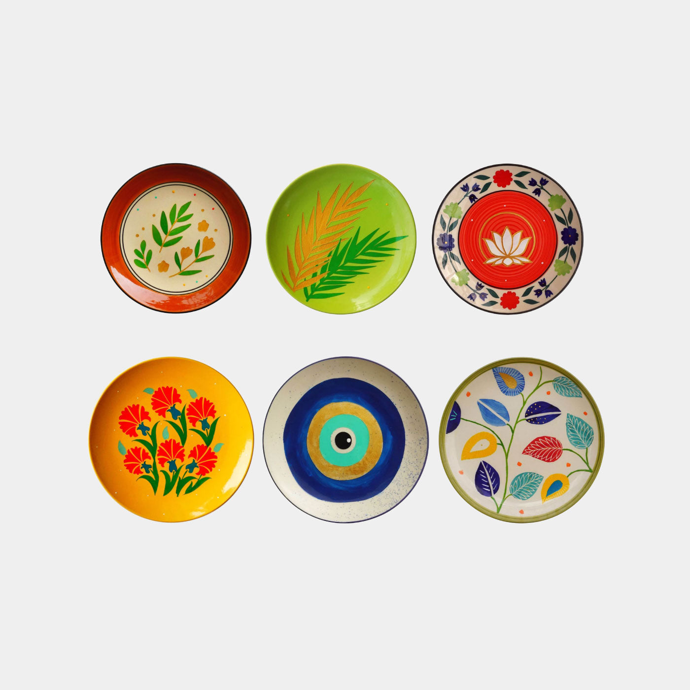 Buy Handpainted Colourful Ceramic Wall Plate Set Online On Zwende