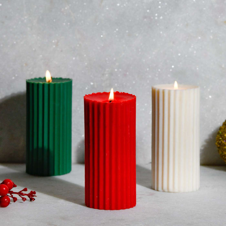 Handmade Scented Pillar Soy Wax Candles | Secret Santa Gift Ideas | Set Of 3