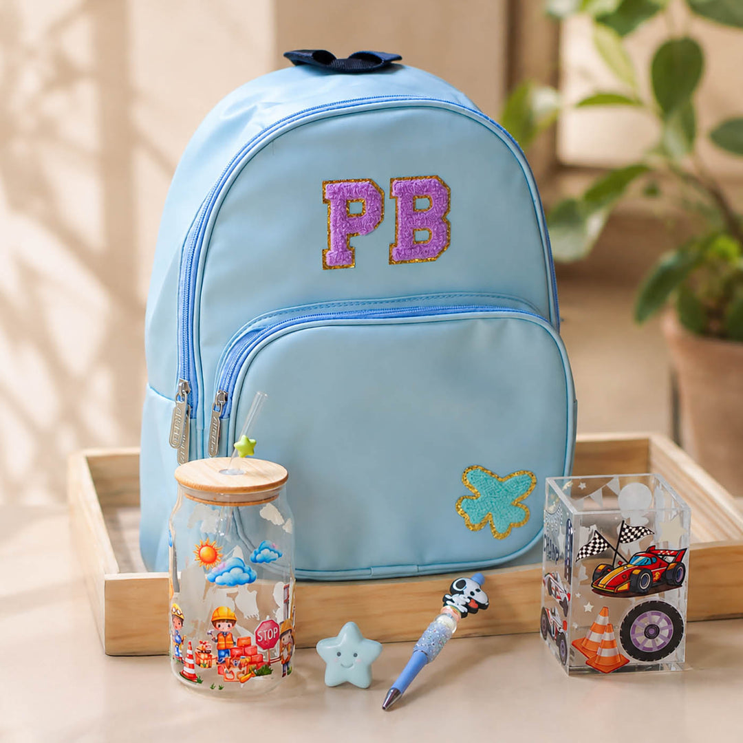 Little Explorer Gift Hamper | Personalised Backpack, Tumbler & Stationery Set For Kids