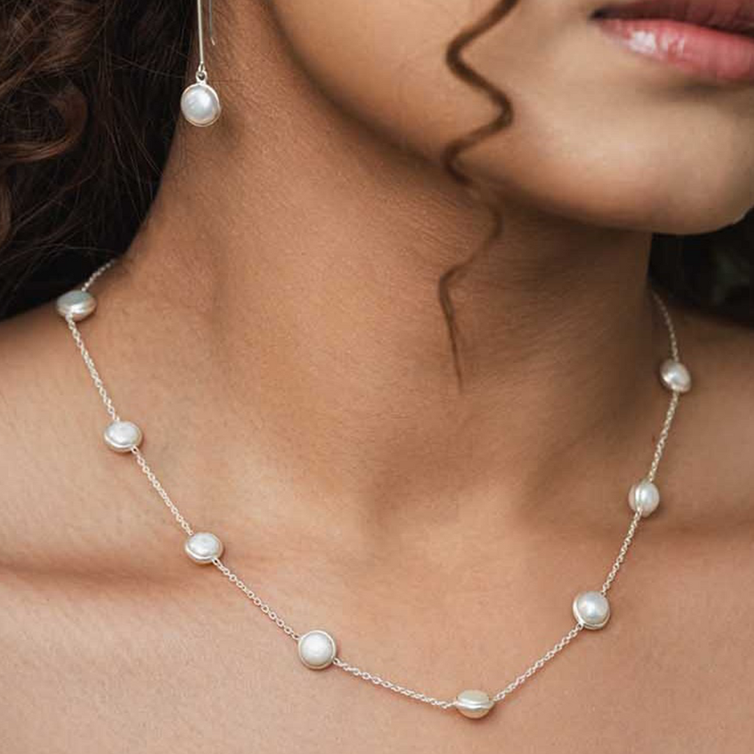 Handmade Minimalist Pearl Silver Necklace