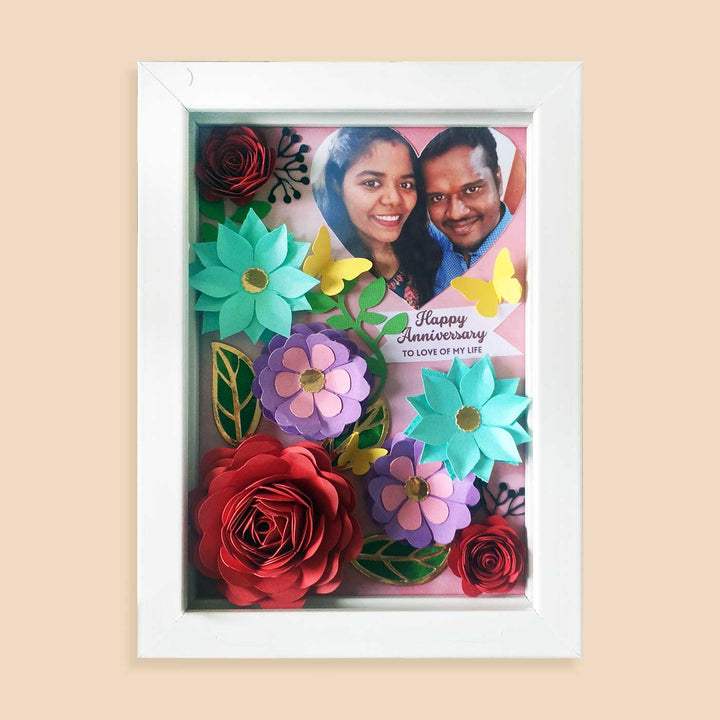 Rose Heart 3D Paper Shadow Box Frame