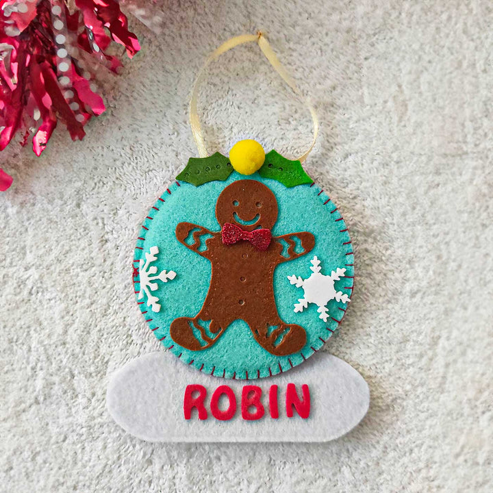 Personalized Cookie Man Felt Ornament For Christmas Tree Decoration