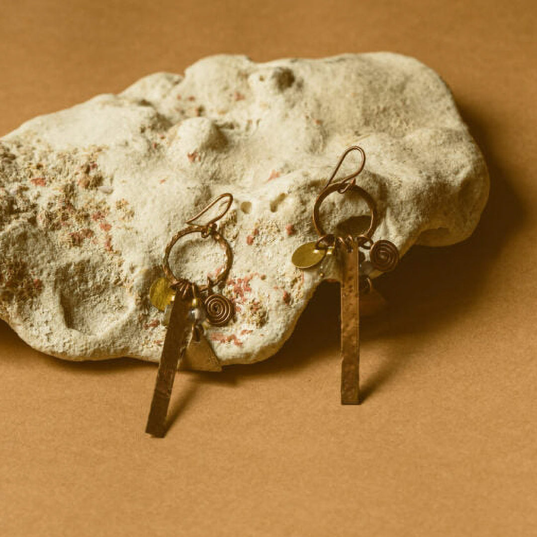 Contemporary Circular Loop With Danglings Earrings