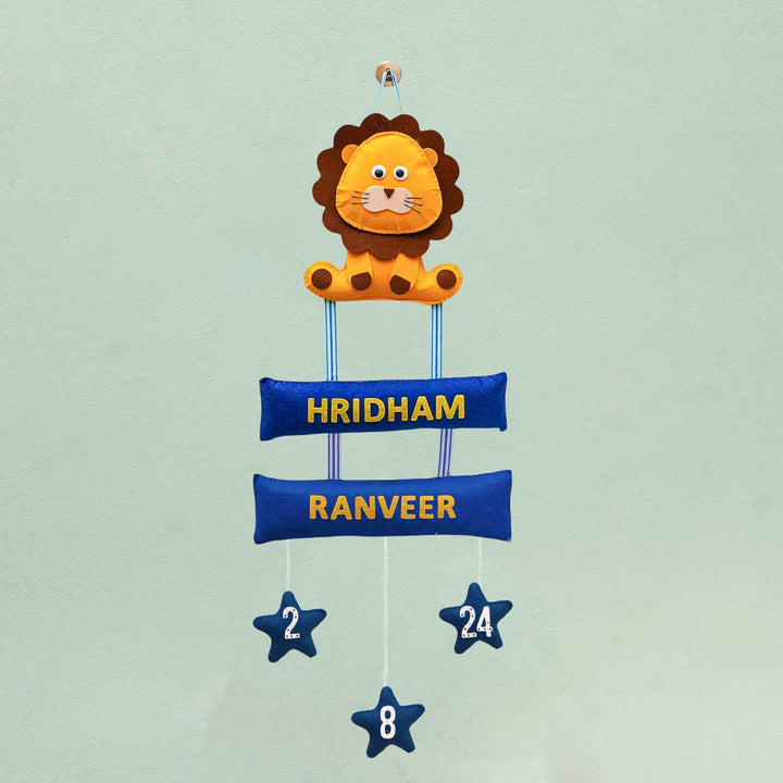 Personalized Handmade Lion Theme Felt Name Plate