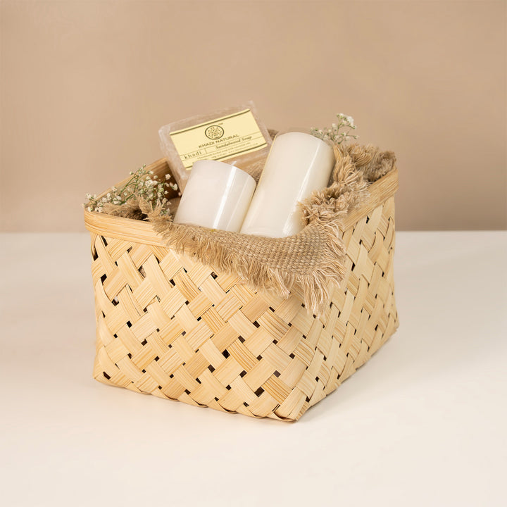 Set of 2 | "Aurea" Handwoven Bamboo Basket For Home Storage & Gifting