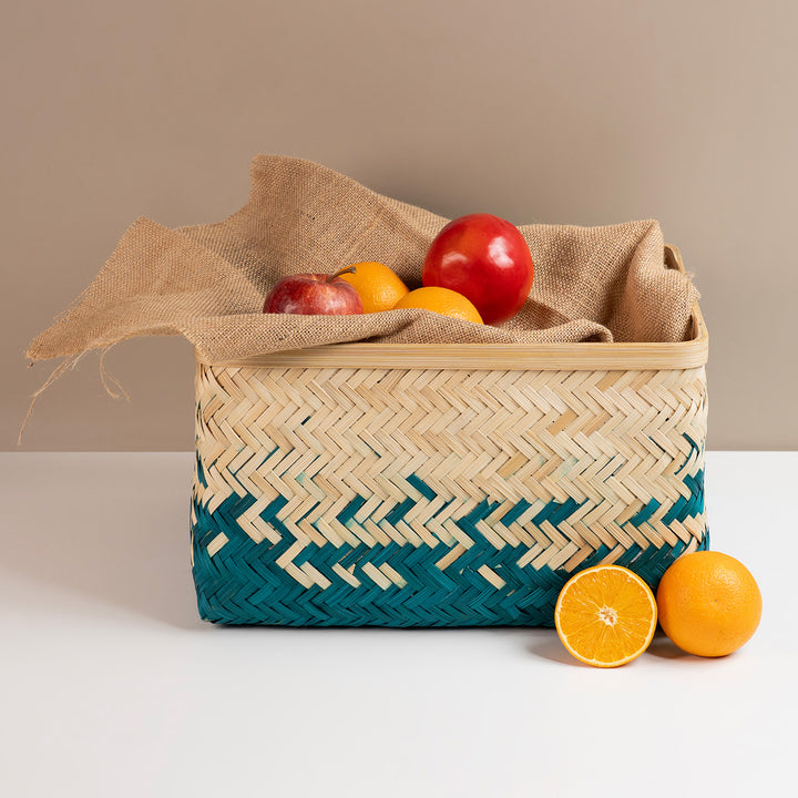 Set of 2 | "Pearl" Handwoven Bamboo Tray For Home Storage & Gifting