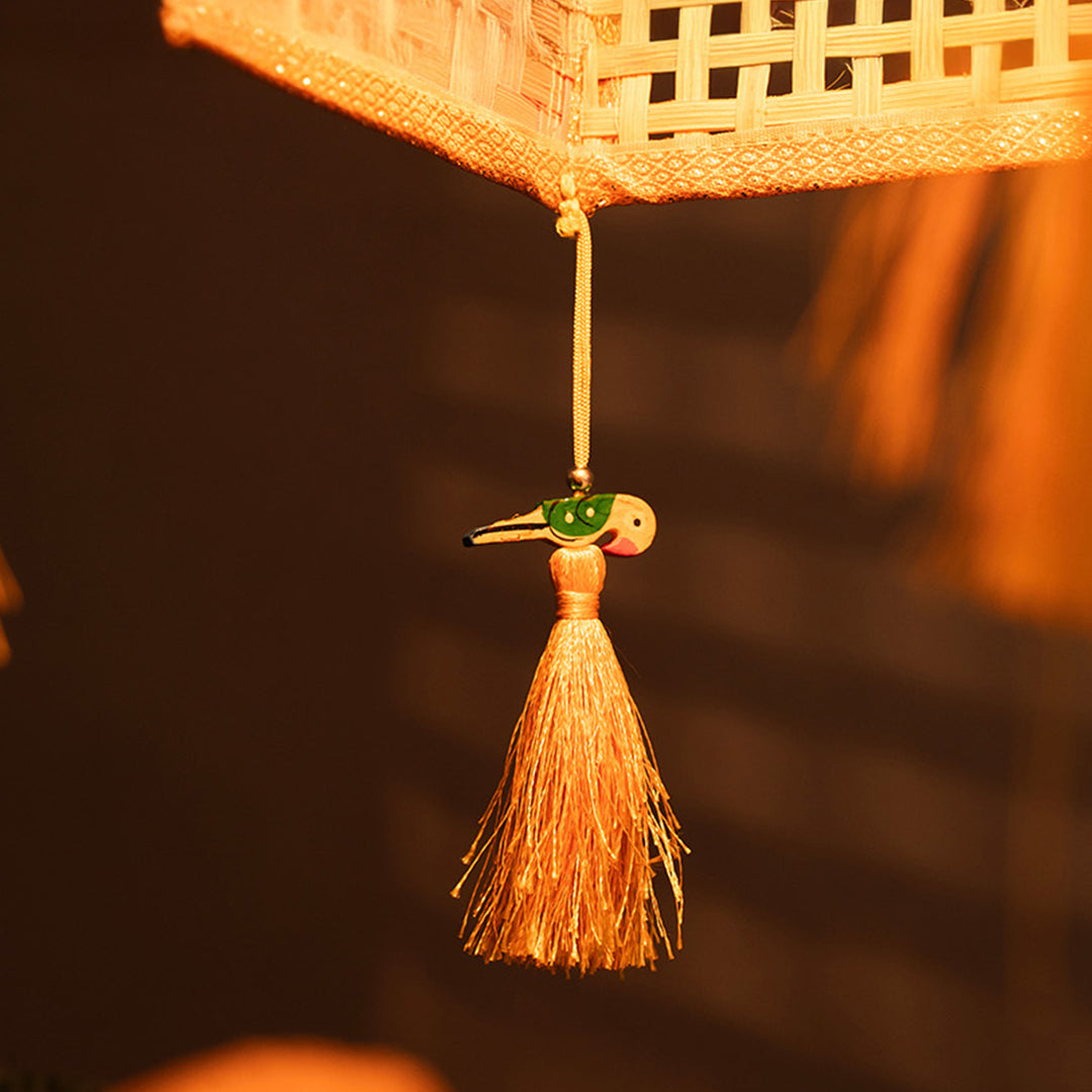 "Diya" Handwoven Orange Bamboo Kandil / Lampshade For Festive Decor