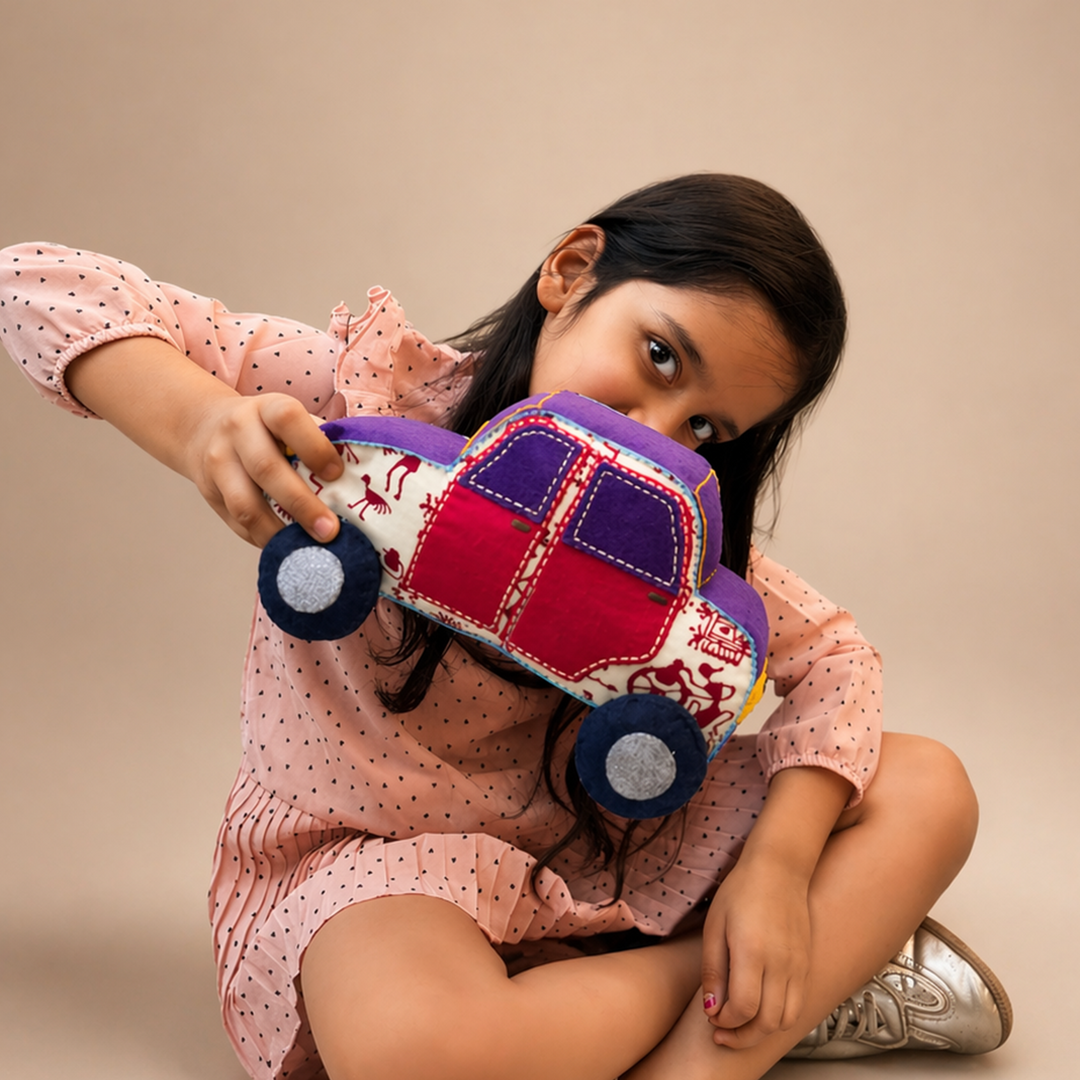 Handmade White & Red Car Toy