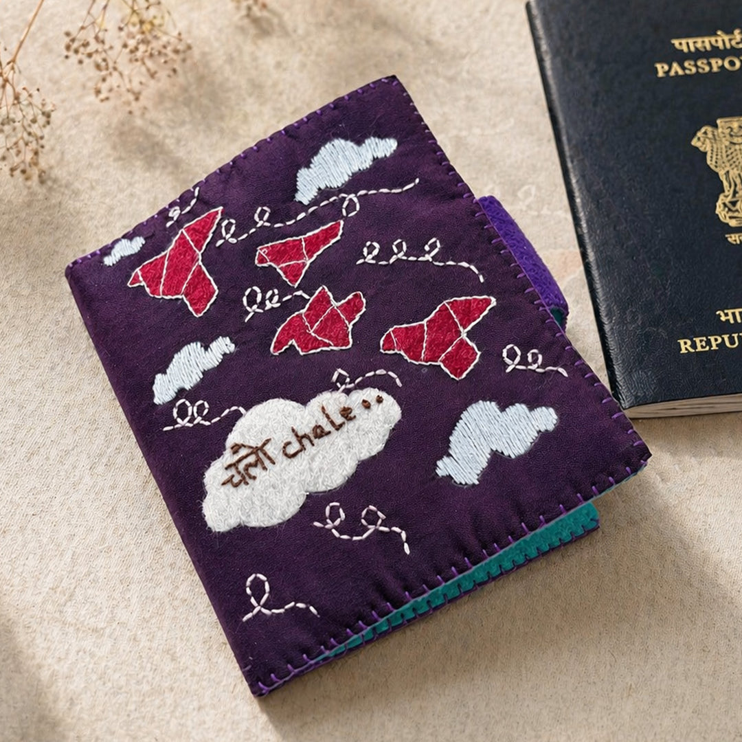 Handmade Chalo Chale Passport Holder | Purple