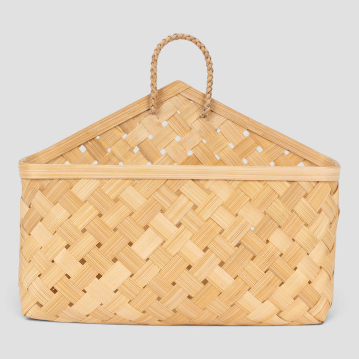 Aven Handwoven Bamboo Basket With Handles For Home Storage & Gifting