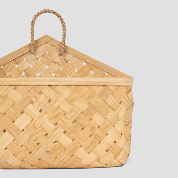 Aven Handwoven Bamboo Basket With Handles For Home Storage & Gifting