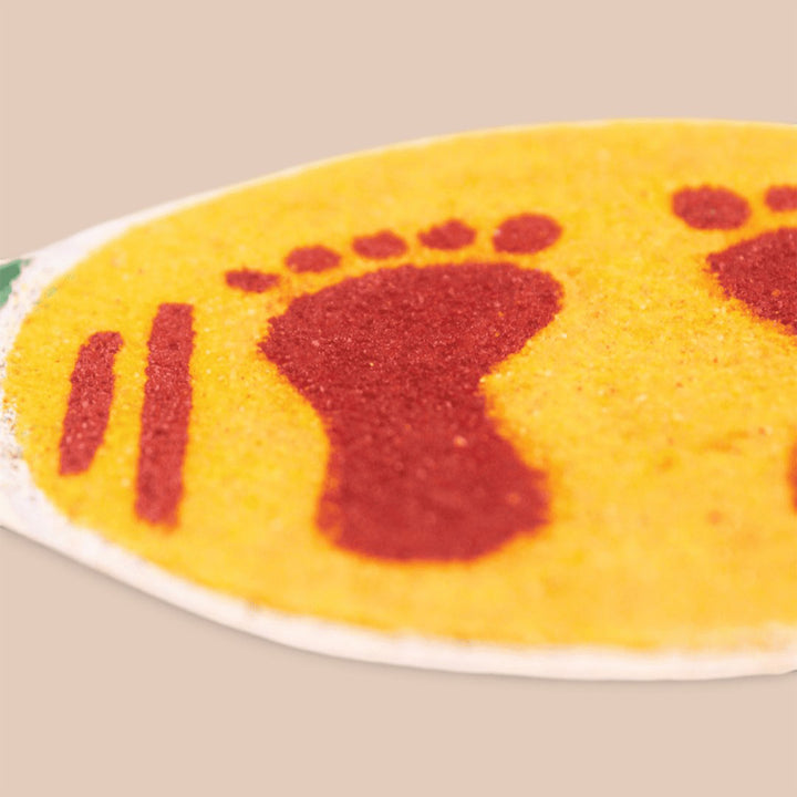 "Devghar" 7 Inch Reusable Hand-Painted Kolam Fabric Rangoli Mat for Pooja Room Decor
