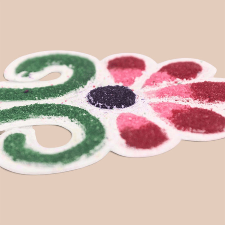 "Devghar" 7 Inch Reusable Hand-Painted Kolam Fabric Rangoli Mat for Pooja Room Decor