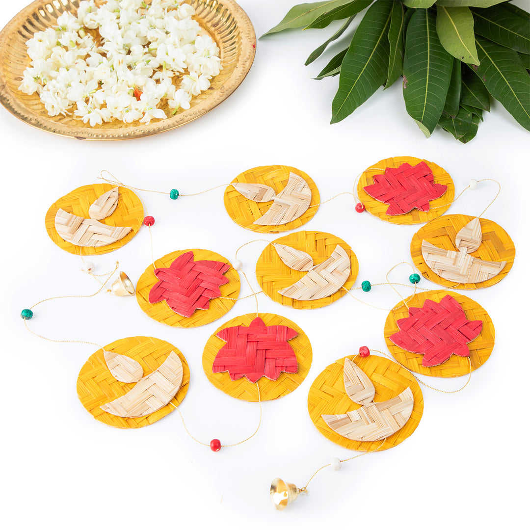 Set of 2 | "Jyoti" Handcrafted Bamboo Diya Wall Hanging For Festive Decor