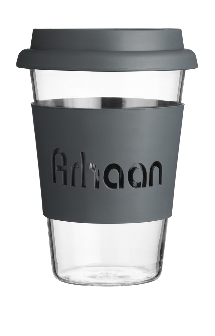 Personalized Silicon Band Coffee Mug Borosil Glass Mug | 345ml