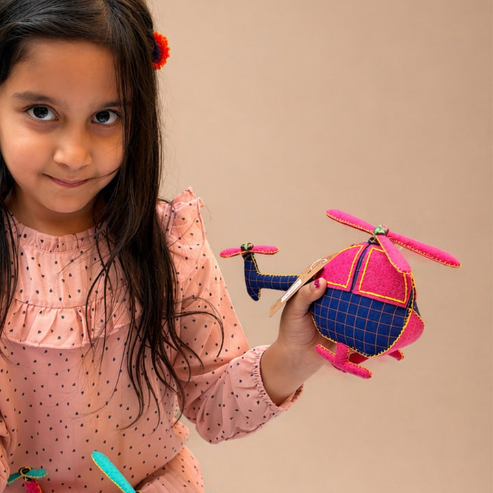 Handmade Indigo Helicopter Toy