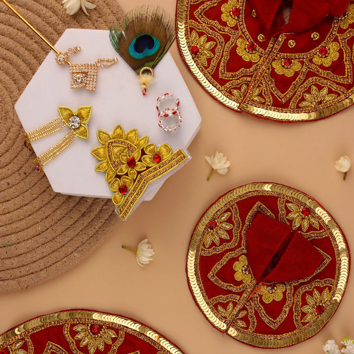 Hand Embroidered Zardozi Divya Raas Art Silk Laddu Gopal Poshak (Dress)