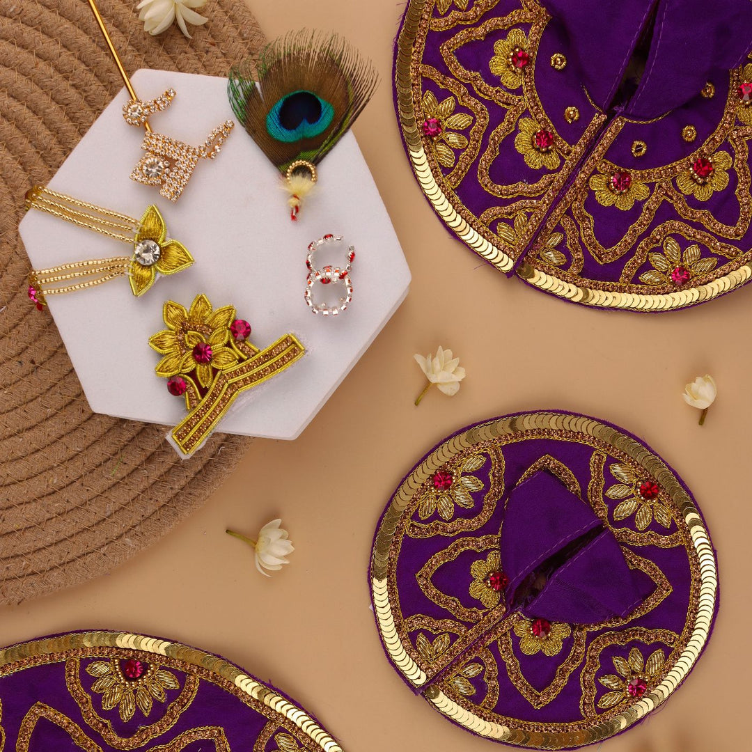 Hand Embroidered Zardozi Divya Raas Art Silk Laddu Gopal Poshak (Dress)