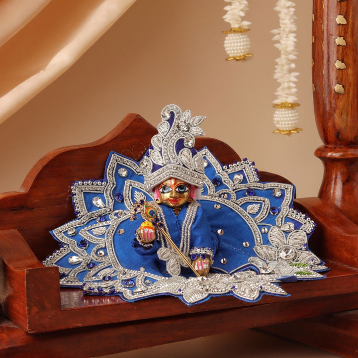 Hand Embroidered Zardozi Lotus Inspired Art Silk Laddu Gopal Poshak (Dress)