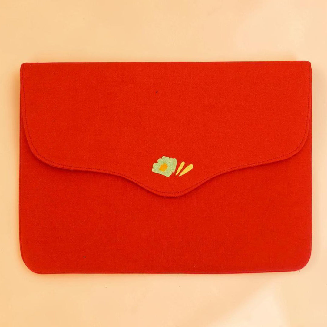 Corsage Aari Embroidered Red Floral Laptop Sleeve